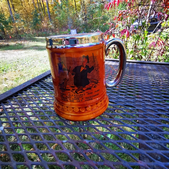 Vintage Lord Nelson Pottery Brown and Silver Kitschy Beer Stein Mug - Picture 12 of 16